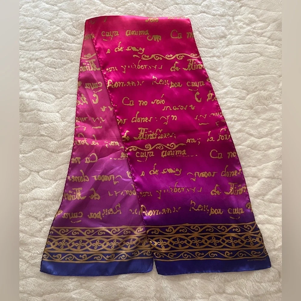 Liz Claiborne Elegant Pink and Purple Silk Scarf